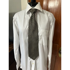 Black and Champagne Geometric Silk Tie – Elegant‎ Woven Pattern